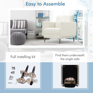 Modern Upholstered Accent Chair with Removable Backrest Cushion-White view 9