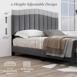 Modern Upholstered Bed Frame with Adjustable Vertical Channel Tufted Headboard-Queen Size view 8