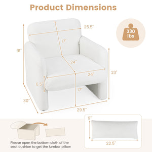 Modern Upholstered Chenille Accent Chair with Removable Lumbar Pillow-White view 4