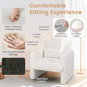 Modern Upholstered Chenille Accent Chair with Removable Lumbar Pillow-White view 7