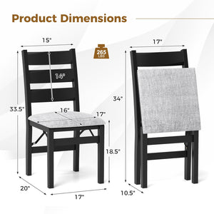 Modern Upholstered Folding Chairs Set of 2 with Comfy Backrest-Black view 5