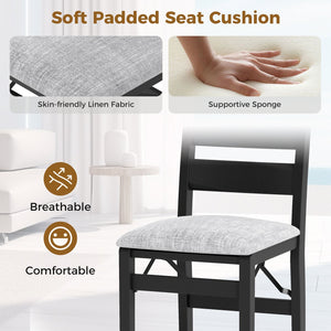 Modern Upholstered Folding Chairs Set of 2 with Comfy Backrest-Black view 7