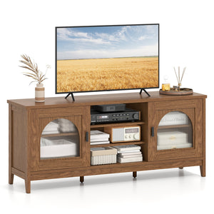 Modern Vintage TV Cabinet with Adjustable Shelves and 2 Cable Holes for TVs up to 65 Inches-Walnut view 4