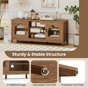 Modern Vintage TV Cabinet with Adjustable Shelves and 2 Cable Holes for TVs up to 65 Inches-Walnut view 7