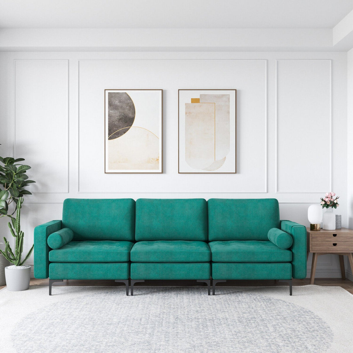 3-Seat Sofa Sectional with Side Storage Pocket and Metal Leg-3-Seat view 2