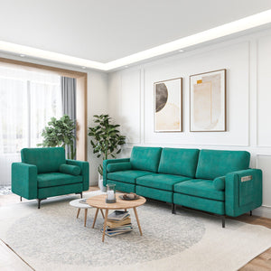 3-Seat Sofa Sectional with Side Storage Pocket and Metal Leg-3-Seat view 3