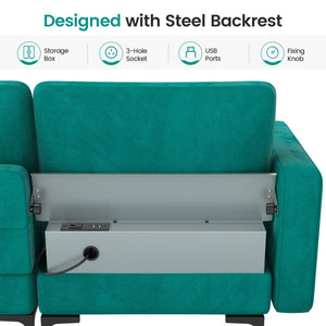 Modular 1/2/3/4-Seat L-Shaped Sectional Sofa Couch with Socket USB Port-3-Seat with USB port view 7