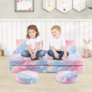 Modular Kids Play Couch Set Glow in the Dark with Portable Handles-Color view 2
