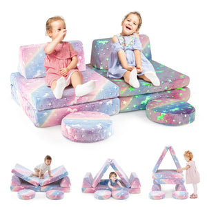 Modular Kids Play Couch Set Glow in the Dark with Portable Handles-Color view 3