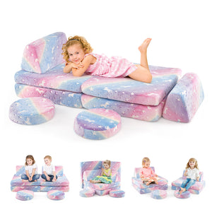 Modular Kids Play Couch Set Glow in the Dark with Portable Handles-Color view 4
