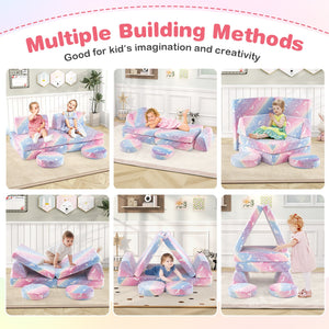 Modular Kids Play Couch Set Glow in the Dark with Portable Handles-Color view 6