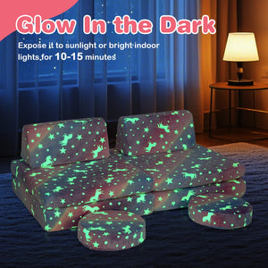 Modular Kids Play Couch Set Glow in the Dark with Portable Handles-Color view 8
