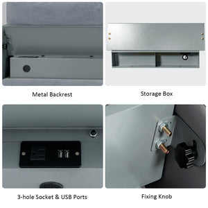 Modular L-shaped 3-Seat Sectional Sofa with Reversible Chaise and 2 USB Ports-Gray view 9