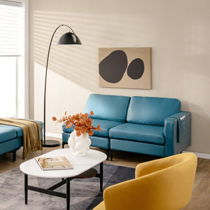 Modular L-shaped Sectional Sofa with Reversible Chaise and 2 USB Ports-Blue view 8
