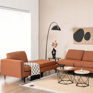 Modular L-shaped Sectional Sofa with Reversible Chaise and 2 USB Ports-Orange view 3