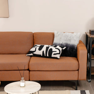 Modular L-shaped Sectional Sofa with Reversible Ottoman and 2 USB Ports-Orange view 9