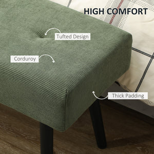 39" Upholstered Ottoman Bench, Corduroy Entryway Bedroom Bench with Padded Seat and Steel Legs for Bedroom – view 10
