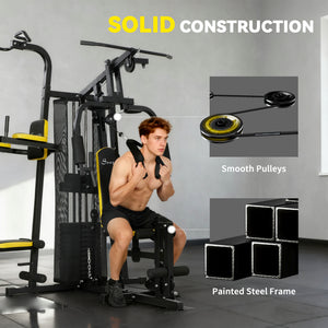 Soozier Multifunction Power Tower for Back, Chest, Arms & Leg Workouts All-in-One Home Gym with Weight Stack and Pulley System for Full Body Training