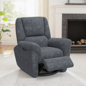 Power Recliner Chair, Fabric Upholstered Recliner Chair with USB Ports, Swivel and Rocking Function – view 14