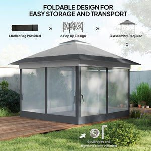 12' x 12' Foldable Pop-up Party Tent Instant Canopy Sun Shade Gazebo Shelter with Steel Frame, Dark Grey – view 4