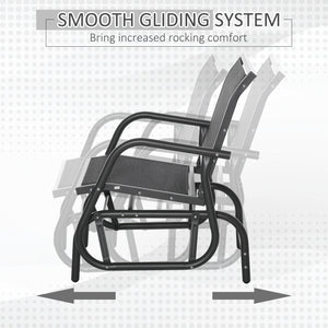 Patio Glider Outdoor Glider Chair with Breathable Mesh Seat & Backrest, Armrests and Metal Frame, Black