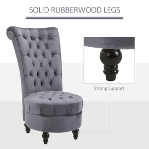 45" Tufted High Back Velvet Accent Chair Living Room Soft Padded Couch Lounge Ash Grey