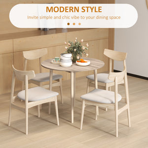 Folding Dining Table, Round Drop Leaf Kitchen Table for Small Spaces with Wood Legs, Oak – view 4