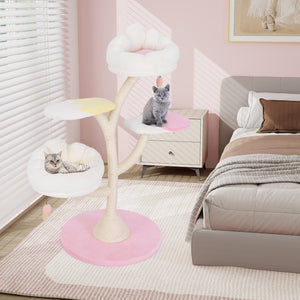 Multi-Layer Cat Tree Cat Tower with 2 Cat Perches 2 Platforms-Pink view 6