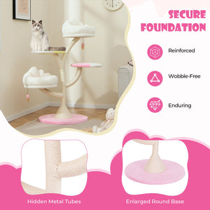 Multi-Layer Cat Tree Cat Tower with 2 Cat Perches 2 Platforms-Pink view 9