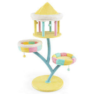 Multi-Layer Cat Tree with 2 Removable Perches Scratching Posts-Color