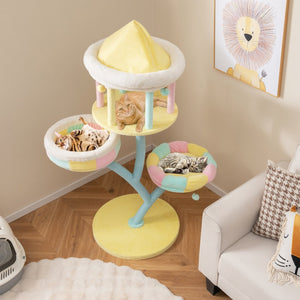 Multi-Layer Cat Tree with 2 Removable Perches Scratching Posts-Color view 3
