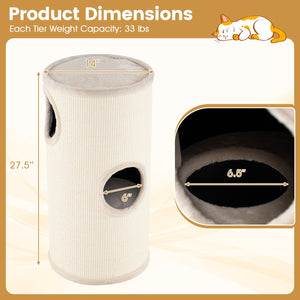 Multi-level Cat House with Sisal Scratching Pad-Beige view 5