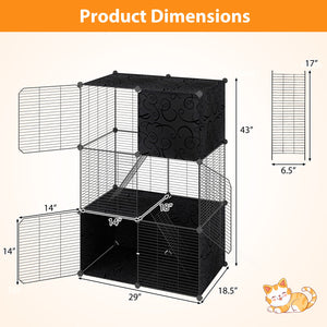 Multi-Level Cat Tower with 2-Door Condo and Hammock-Black view 5