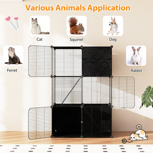Multi-Level Cat Tower with 2-Door Condo and Hammock-Black view 8