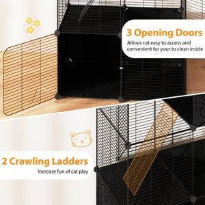 Multi-Level Cat Tower with 2-Door Condo and Hammock-Black view 9