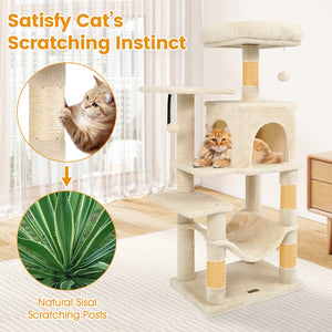 Multi-Level Cat Tower with 2-Door Condo and Padded Top Perch-Beige view 7