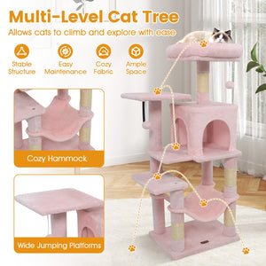 Multi-Level Cat Tower with 2-Door Condo and Padded Top Perch-Pink view 9