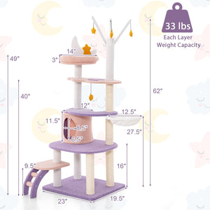 Multi-level Cat Tower with Sisal Covered Scratching Posts-M view 5