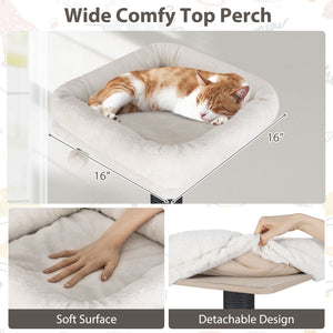 Multi-level Cat Tree for Indoor Cat 59.5 inch Tall Cat Tower with Cushion Top Perch-Brown view 9
