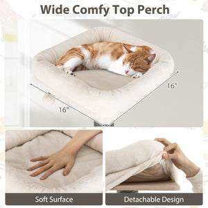 Multi-level Cat Tree for Indoor Cat 59.5 inch Tall Cat Tower with Cushion Top Perch-Gray view 9