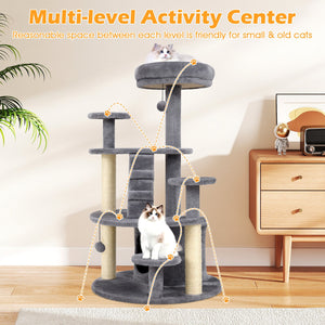 Multi-level Kitty Tower with Condo and Climbing Ladder-Gray view 6