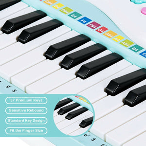 Multifunctional 37 Electric Keyboard Piano with Microphone-Blue view 2