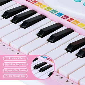 Multifunctional 37 Electric Keyboard Piano with Microphone-Pink view 2