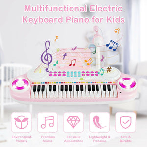 Multifunctional 37 Electric Keyboard Piano with Microphone-Pink view 3