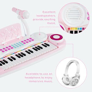 Multifunctional 37 Electric Keyboard Piano with Microphone-Pink view 9