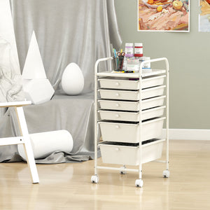 Multifunctional 6 Drawers Rolling Storage Cart Organizer-White view 6