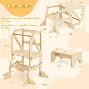 Multifunctional Kids Kitchen Step Stool with Removable Safety Bar and Fixing Buckles view 5