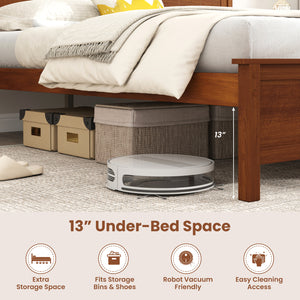 Multiple Size Solid Wood Platform Bed Frame with Headboard in Walnut-Full Size view 8