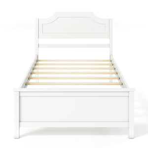 Multiple Size Solid Wood Platform Bed Frame with Headboard in White-Twin Size view 4