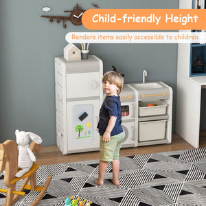Multipurpose Toy Chest and Bookshelf with Magnetic Whiteboard-Gray view 5